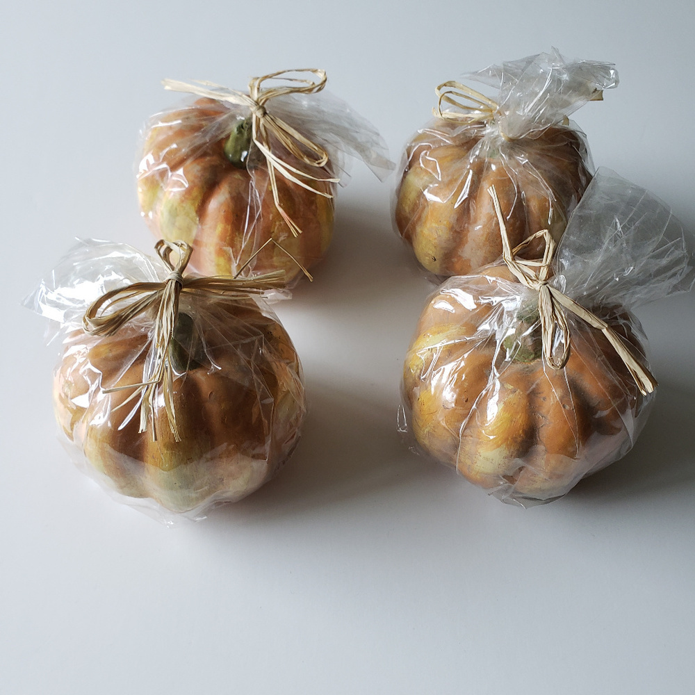 NWT - Tag Pumpkin Wax Burning Candles (set of 4) - thanksgiving